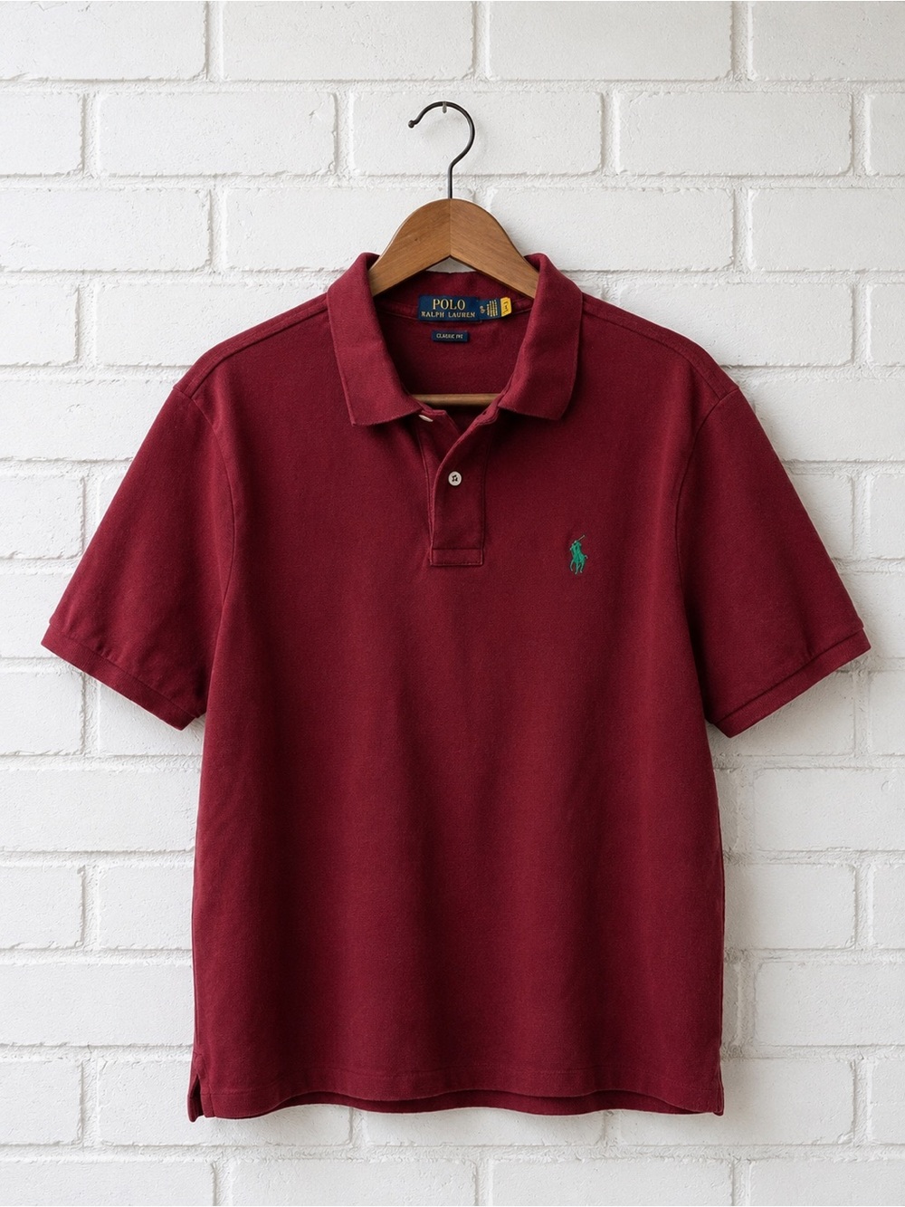 Polo Ralph Lauren 100% Cotton Classic Fit Burgundy Polo Shirt Men’s Large Preppy